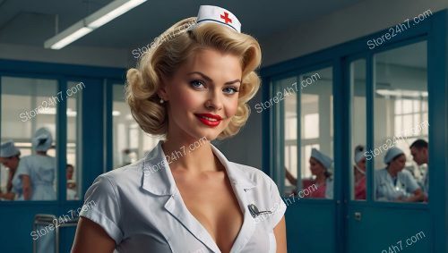 Vintage 40s Pin-Up Nurse Portrait