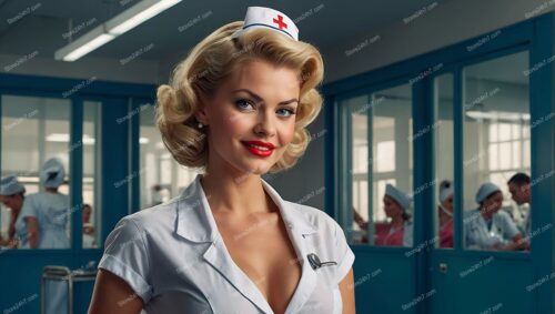 Vintage 40s Pin-Up Nurse Portrait