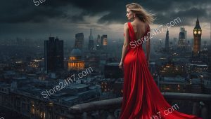 Solitary Red Amidst Urban Rush