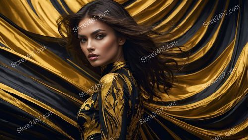 Elegance in Golden Swirls Fashion Shoot