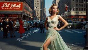 Sunlit Streets Vintage Pin-Up Elegance