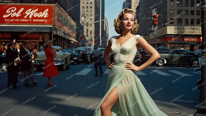 Sunlit Streets Vintage Pin-Up Elegance