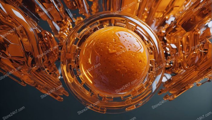 Orange Sphere Abstract Technological Art