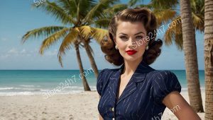 Classic 1940s Beach Pin-Up Beauty