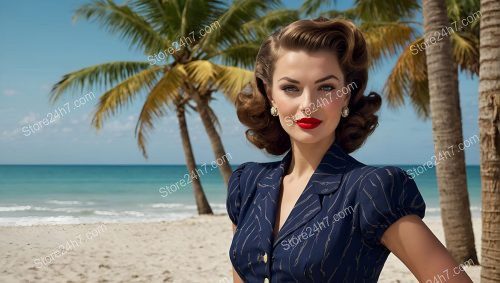 Classic 1940s Beach Pin-Up Beauty