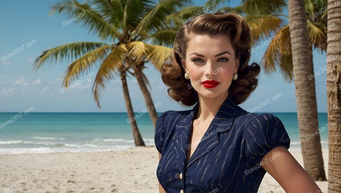 Classic 1940s Beach Pin-Up Beauty