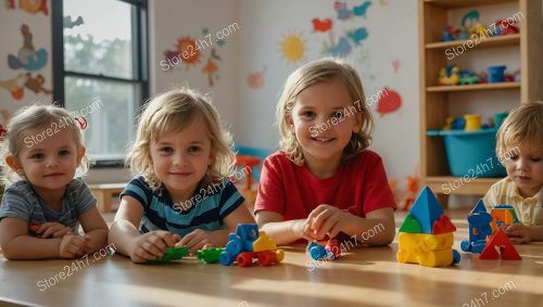 Kids Building Blocks with Smiles