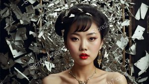 Serene Elegance in Reflective Fragmentation