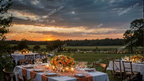 Sunset Banquet Setup for Elegant Outdoor Dining Event
