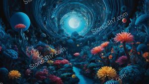 Moonlit Floral Surrealist Vortex