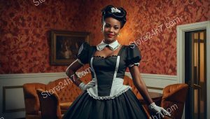Elegant Vintage Pin-Up Maid Portrait