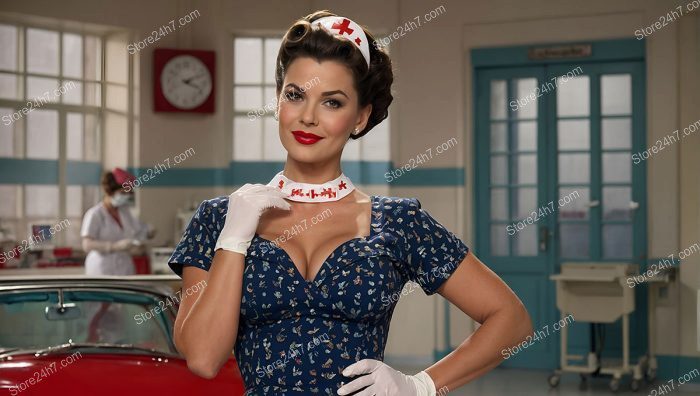 1930s Glamorous Pin-Up Nurse Pose
