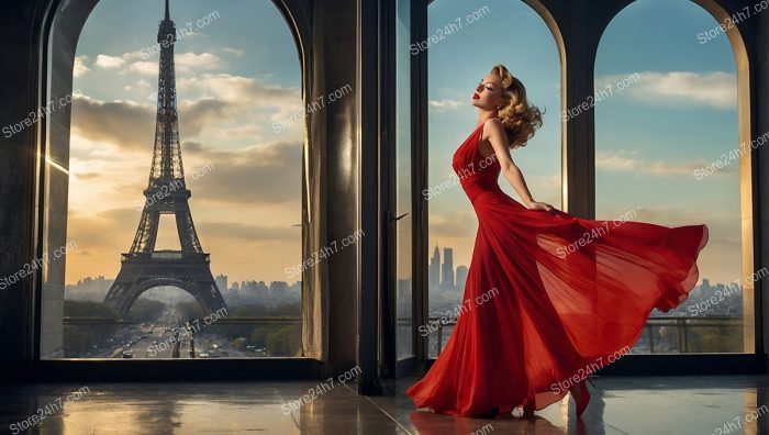 Eiffel Enchantment in Red Pin-Up