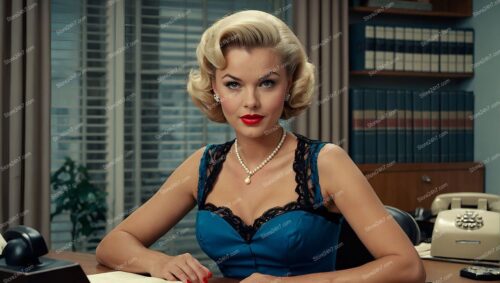 Pin-Up Secretary in Classic Office Decor