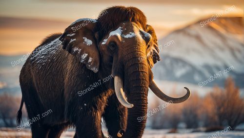 Snow-Capped Tusker Against Mountain
