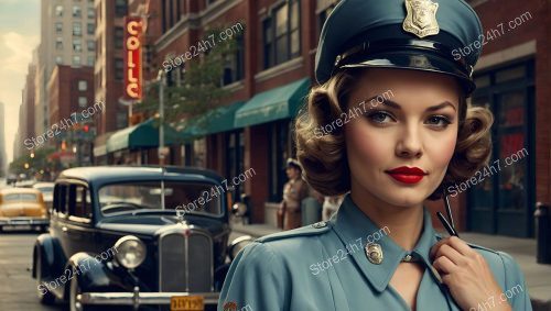 Retro Elegance in Police Pin-Up Style