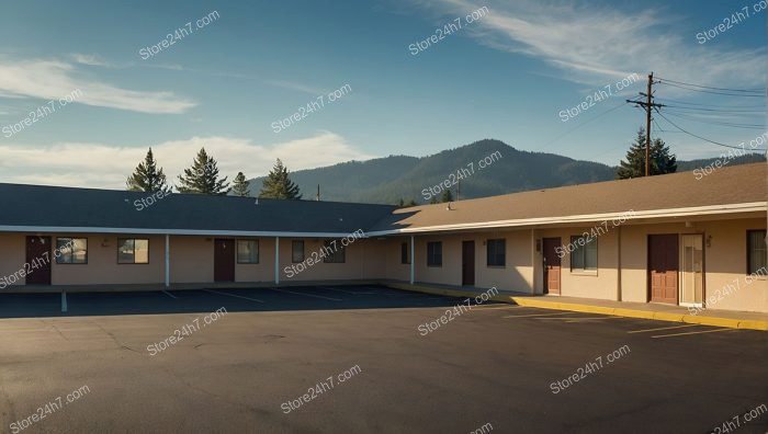 Mountain View Motel at Dusk Facade
