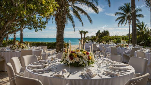Beautiful Beachfront Banquet Setup by Premier Catering Service