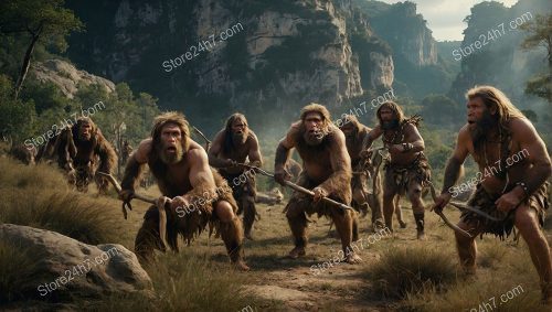 Neanderthal Hunters on Prey Approach
