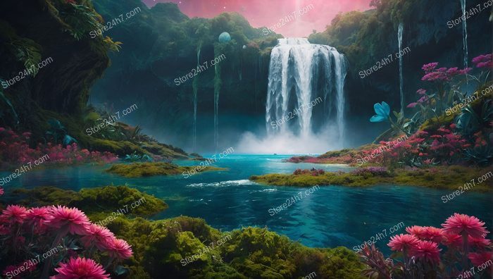 Ethereal Waterfalls in Lush Alien Haven