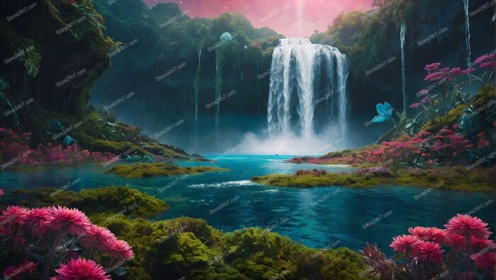 Ethereal Waterfalls in Lush Alien Haven