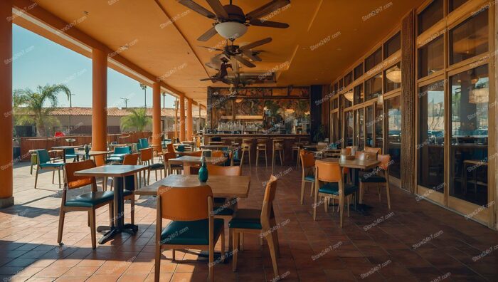 Warm Terracotta Open-Air Restaurant Interior
