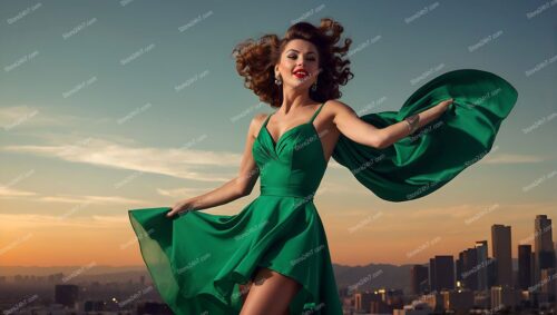 Emerald Twilight Dance in Urban Splendor