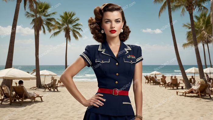 Post-War Military Pin-Up in Navy Uniform