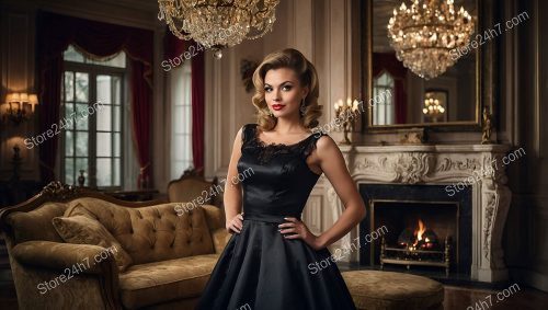 Timeless Pin-Up Beauty in Mansion