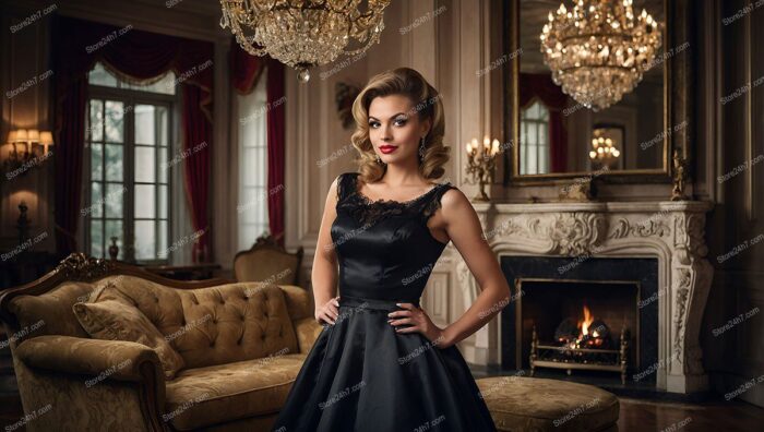 Timeless Pin-Up Beauty in Mansion