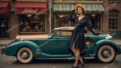Elegant Pin-Up Lady by Teal Vintage Convertible