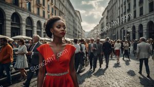 Crimson Elegance Against Stormy Seas