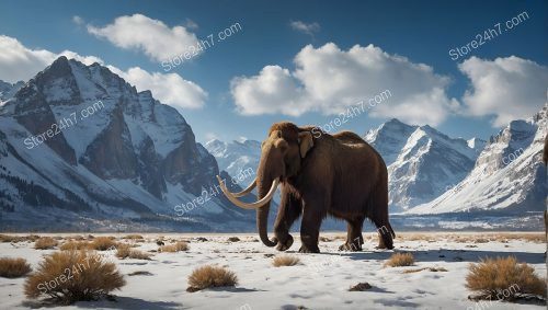 Mammoth in Prehistoric Mountain Landscape