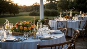 Elegant Outdoor Banquet Setup at Sunset
