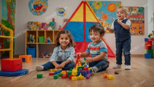 Toddlers Playing with Building Blocks