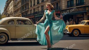 Graceful Teal Pin-Up Dance