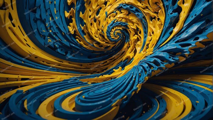 Swirling Blue and Yellow Abstract