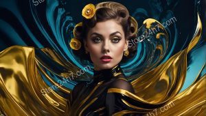 Surreal Golden Dress Whirlwind Fantasy