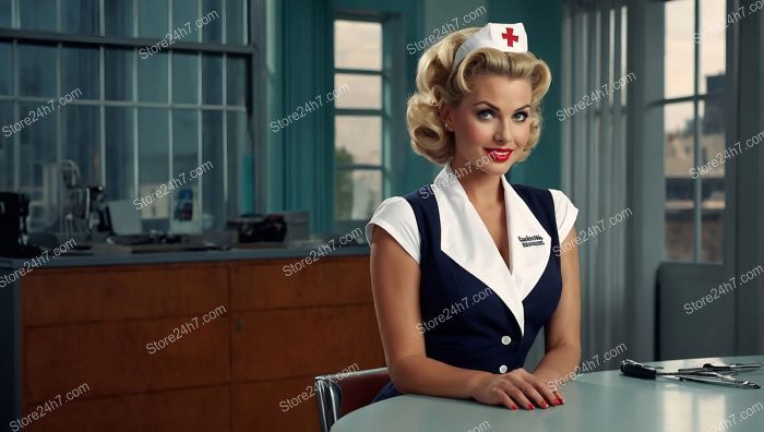 1940s Vintage Pin-Up Nurse Portrait