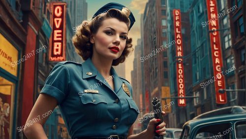 Retro Police Pin-Up Officer