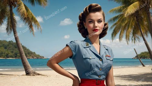 1940s Army Pin-Up with Tropical Backdrop