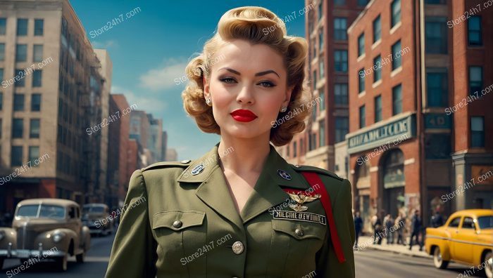 Timeless Military Elegance: 1940s Pin-Up Beauty