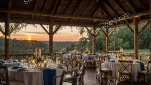 Rustic Outdoor Pavilion for Sunset Banquet by Catering Service