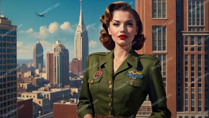 Skyline Dreams: Classic Army Pin-Up Poise