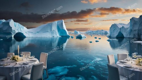 Arctic Dining Amidst Icebergs Glow