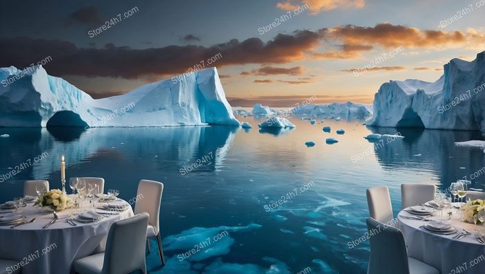 Arctic Dining Amidst Icebergs Glow