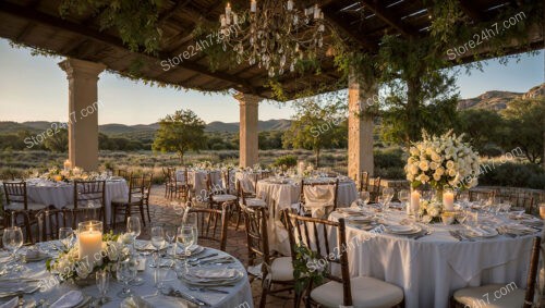 Elegant Outdoor Banquet Under Tuscan-Style Pergola