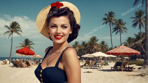 Sunlit Vintage Pin-Up Beach Style