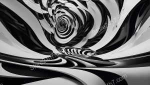 Ethereal Swirl Monochrome Abstract Vortex