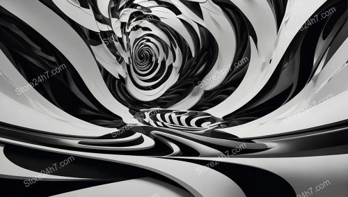 Ethereal Swirl Monochrome Abstract Vortex